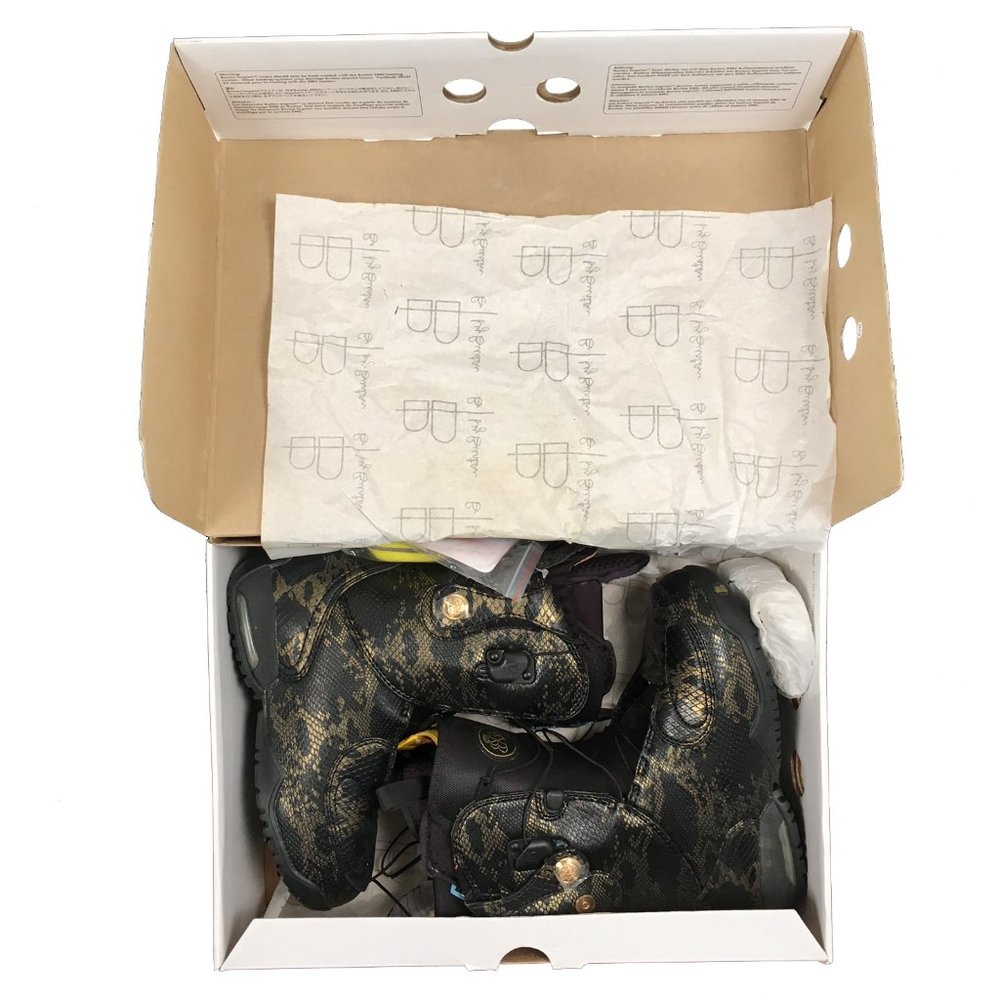 NEW $295 Burton Modern Womens Snowboard Boots! 5 6  Black & Gold Snakeskin Bling